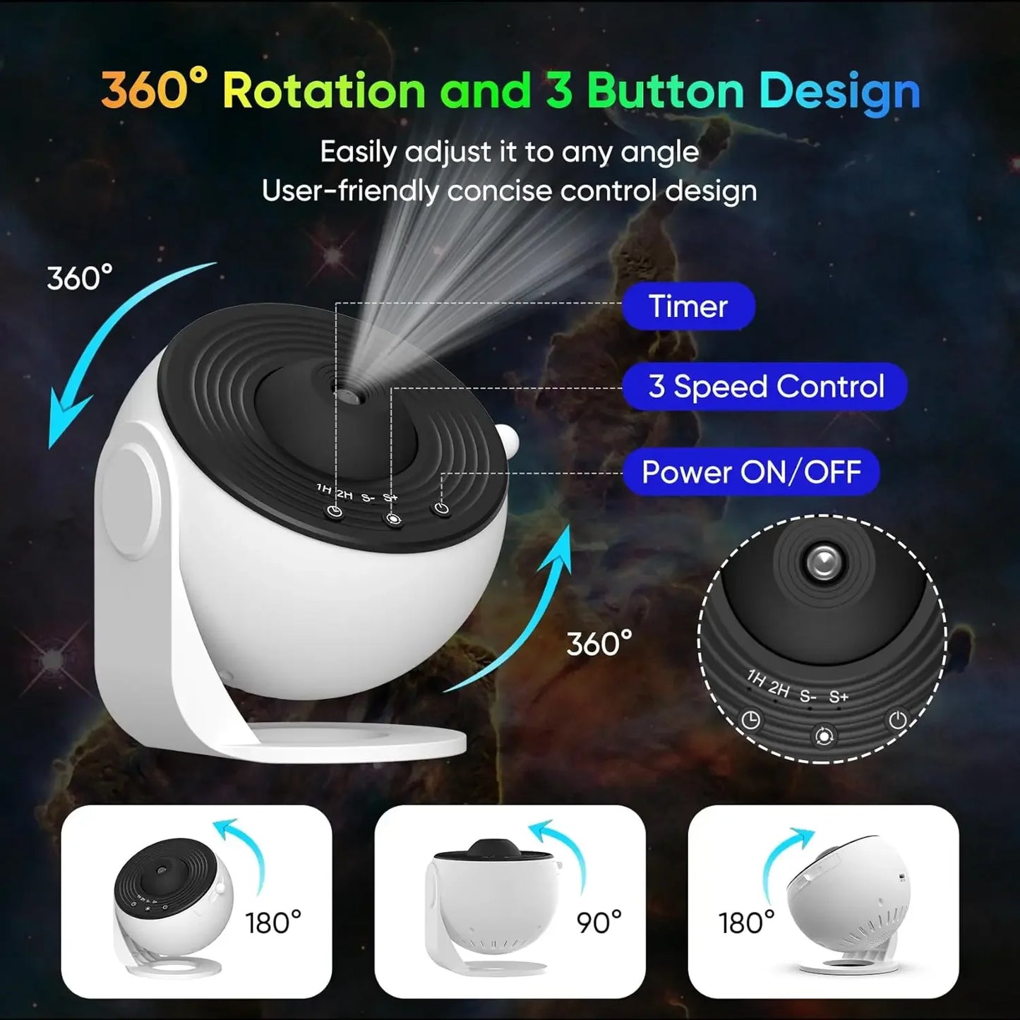 Night Light Galaxy Projector Starry Sky Projector 360° Rotate Planetarium Lamp